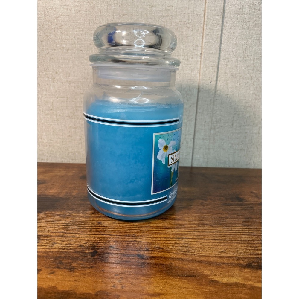VTG YANKEE CANDLE SPLASH OF RAIN HOUSEWARMER 22 OZ LARGE JAR CANDLE BLACK BAND - Picture 4 of 7